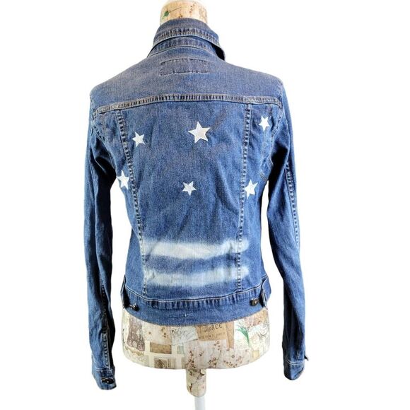 Angfu Blue Embroidered Star Denim Jean Jacket - Picture 9 of 12